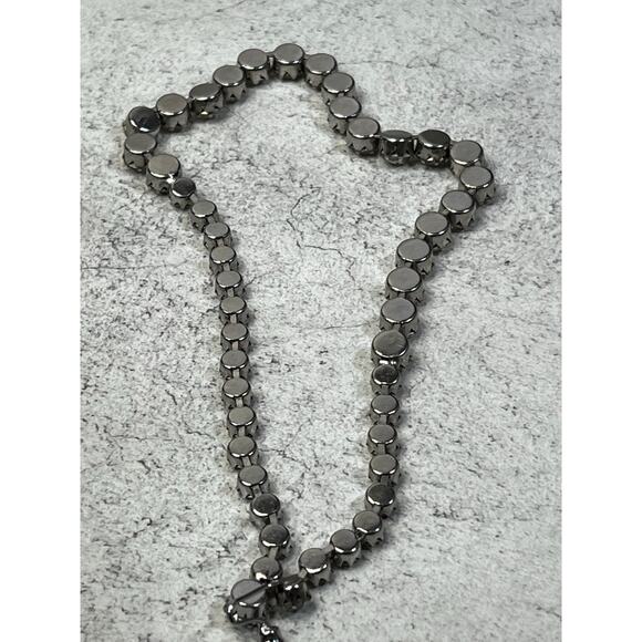 Vintage Kramer Clear Rhinestone Necklace Silver Tone prong set retro wedding - Picture 6 of 7